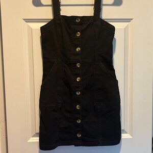 Black button-up denim dress